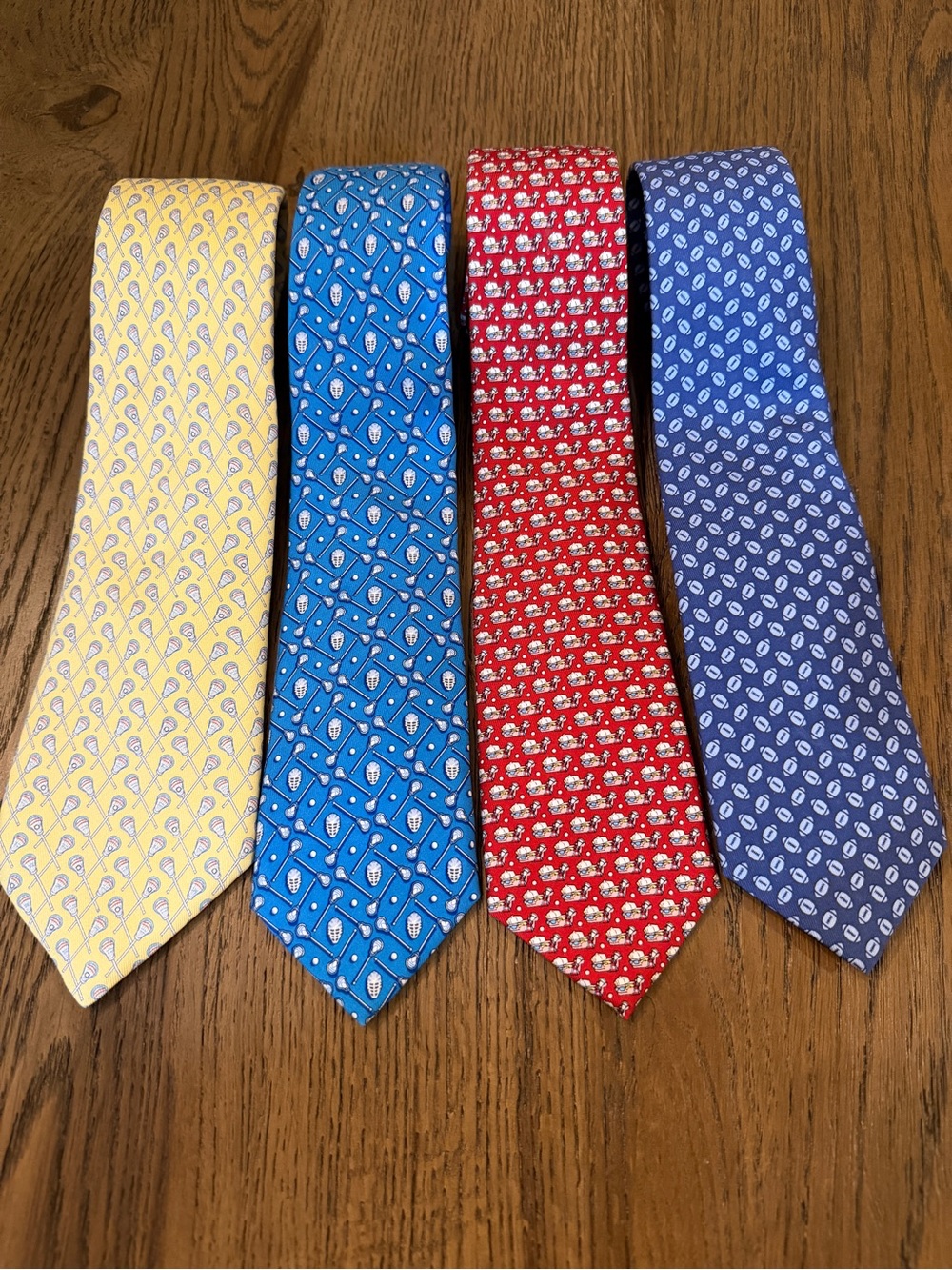 Lot of 4 Vineyard Vines Boys Silk Ties LIKE NEW Lacrosse Football Whales EUC